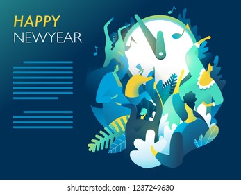 New Year party design poster vintage template