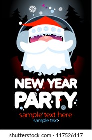 New Year Party design template with Santa and place for text.