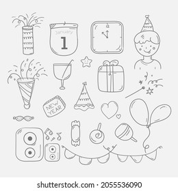 New Year Party Doodle Background in Hand Drawn