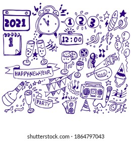 New year party ,doodle elements