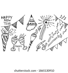 New year party ,doodle elements