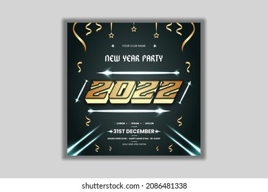 New year party event golden stylish with lighting effect banner template 