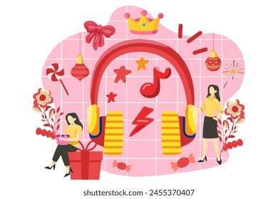 Neuen Jahre Party Flat Design Illustration