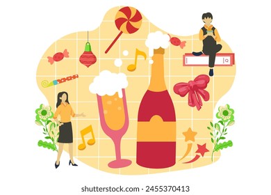 Ilustración de diseño plano de fiesta de Nuevo año