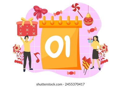 Neuen Jahre Party Flat Design Illustration