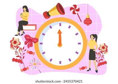 New Year Party Flat Design Illustration