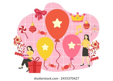 New Year Party Flat Design Illustration