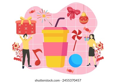New Year Party Flat Design Illustration