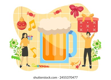 New Year Party Flat Design Illustration