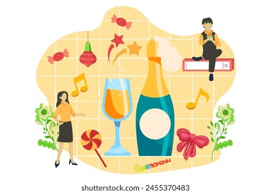 Ilustración de diseño plano de fiesta de Nuevo año