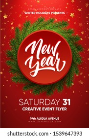 New Year party flyer. Eps10 vector template.