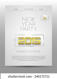 New year party flyer template - light design of gold and white