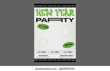 New Year Party Flyer. Vector illustration. Snake character. Lunar Asian knot, japanese spring menu
