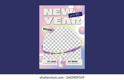 New Year Party Flyer. Vector illustration. Snake character. Lunar Asian knot, japanese spring menu
