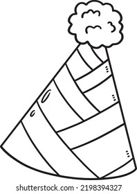 New Year Party Hat Isolated Coloring Page for Kids