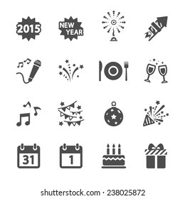 new year party icon set, vector eps10.