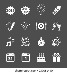 new year party icon set, vector eps10.