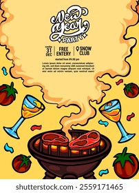 NEW YEAR PARTY ILLUSTRATION POSTER TEMPLATE