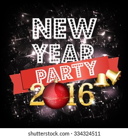 New year party invitation card.
Vector illustration.