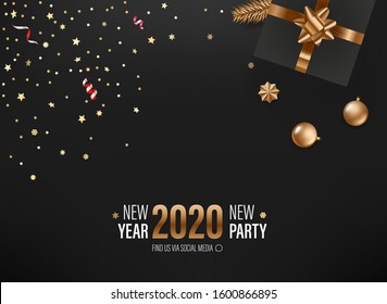 New year party invitation vector layout with gift box
