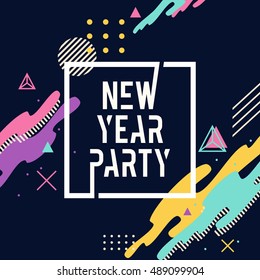 New year party letter with memphis background