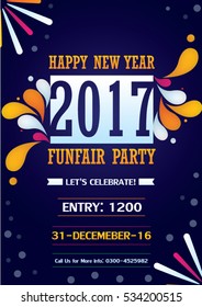 New Year Party poster, 2017 happy new year vector, Fanfare party