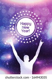 New Year Party Poster Background Template - Vector Illustration