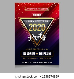 New year party poster invitation with glowing sparkling themes design