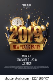 New year party poster template. Vector illustration