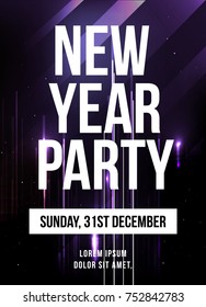 New year party poster vector with stars. 
