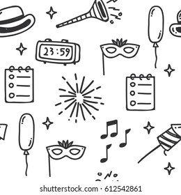 New Year party seamless pattern
