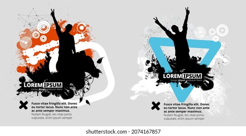 New year party. Silhouettes of dancing people in a club