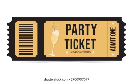 Boleto de fiesta de año nuevo. Plantilla de boletos. Invitación de fiesta.