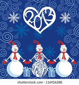 New year pattern background snowman snowflake vector illustration