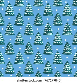 New year pattern with Christmas trees for textiles, paper, holiday, Christmas