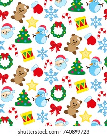 New Year pattern. Christmas wrapping paper. Bright seamless background.