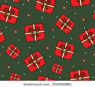 NEW YEAR PATTERN DESIGN COOKIE MAN SNOWMAN PINE TREE
