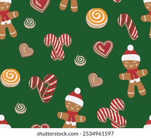 NEW YEAR PATTERN DESIGN COOKIE MAN SNOWMAN PINE TREE