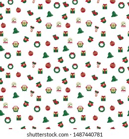 New Year pattern. Holiday christmas. New Year attributes icons