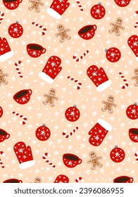 New Year pattern on peach background.