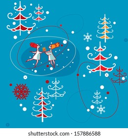 new year pattern ornament winter forest