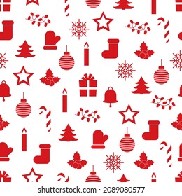  New year pattern in red from different icons