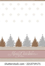 new year pattern,Christmas tree silhouettes in winter on Christmas card grey with pink