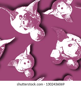 New year of the pig. Seamless vector pattern with pigs.