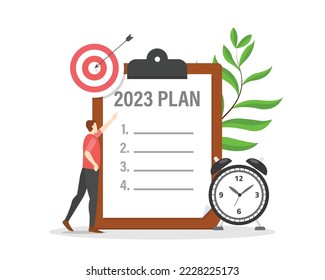 new year plan with checklist goals target for 2023 years with modern flat style