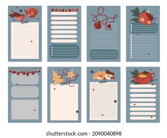 New Year planner template. To-do list. Shopping list. Organizer. Paper sheet. Isolated vector colorful element. 