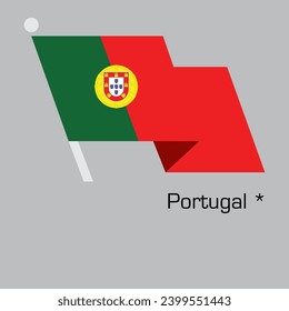 New Year with PORTUGAL flag vector design. Waving flag banner style. Vector illustration, Eps 10