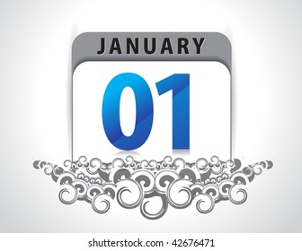  new year postcard calendar in white background. Vector illustration