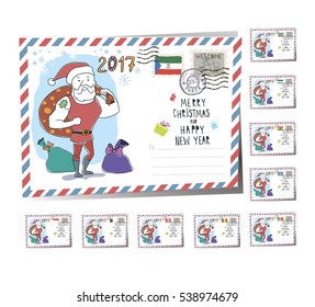  New Year Postcard Christmas muscle santa 2017 