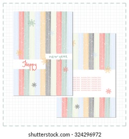 New Year. Postcard template. Invitation. Vertical multicolored stripes. Abstract.
